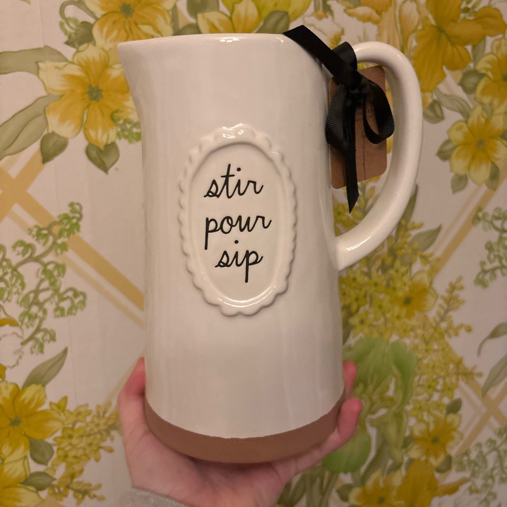Rae Dunn Cream and Tan Pitcher